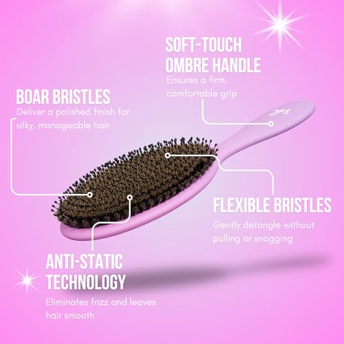 SimplyHair Ultimate Hair Extension Brush & Detangler Anti-Static, Dual Bristle Design, Soft Boar Bristle, Great for All Hair Types & Extensions - Pink & Purple Ombre Brush Ideal for Adults & Kids Simply Hair buy supplements canada