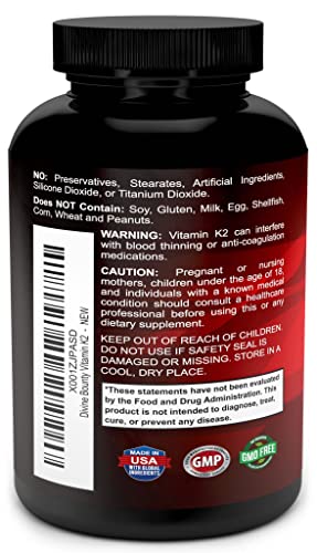 Vitamin K2 (MK7 & MK4) with D3 Supplement - Vitamin K & D as MK-7 100mcg, MK-4 500mcg Divine Bounty buy supplements canada