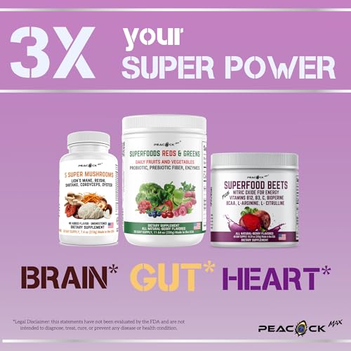 Peacock Max Superfoods Blend Immunity Support Vegan Gluten Free (Beets Nitric Oxide B12 Powder) Peacock Max buy supplements canada