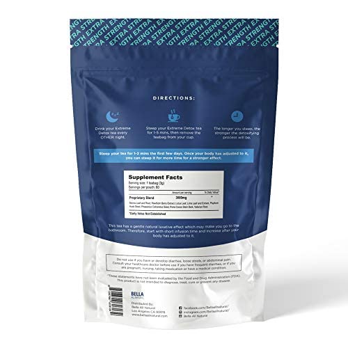 Bella All Natural Extreme Detox Tea - Body Cleanse, Colon Cleanser & Detox, Natural Herbs Bella All Natural buy supplements canada