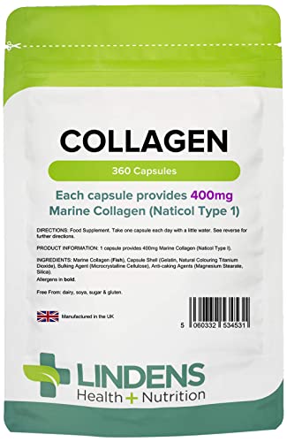 Lindens Collagen (Marine) 400mg Capsules 360 Pack - UK Manufacturer, Letterbox Friendly Lindens buy supplements canada