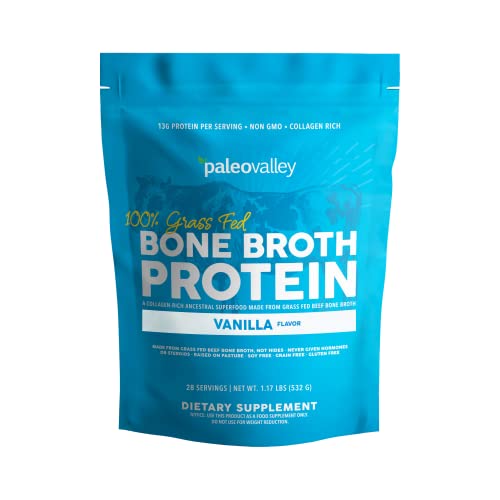 Paleovalley 100% Grass Fed Bone Broth Protein Powder - Vanilla - Rich in Collagen for Hair Paleovalley buy supplements canada