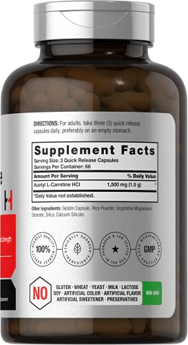 Acetyl L-Carnitine 1500mg | 200 Capsules | Extra Strength ALCAR Supplement | Non-GMO Horbäach buy supplements canada