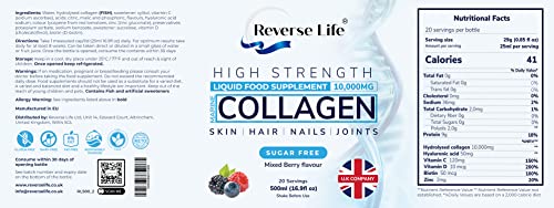 Reverse Life Marine Collagen Liquid Supplement Drink - High-Strength 10,000mg Hydrolysed Peptide Infused Reverse Life buy supplements canada