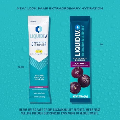 Liquid I.V.® Hydration Multiplier - Acai Berry | Electrolyte Powder Drink Mix | 1 Pack (16 Servings) Liquid I.V. buy supplements canada