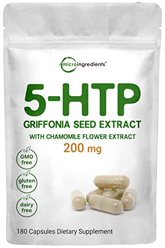 Micro Ingredients 5-HTP 200mg with Chamomile Flower Extract, 180 Capsules, 2 in 1 Formula Micro Ingredients buy supplements canada