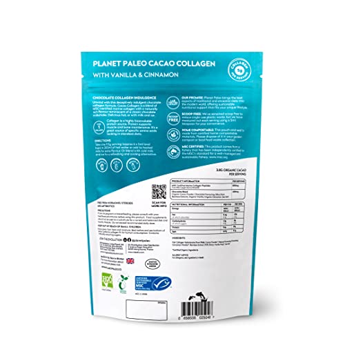 Planet PaleoCacao Collagen Powder (285g, 30 Servings) - MSC Certified, Wild Caught Marine Collagen Planet Paleo buy supplements canada