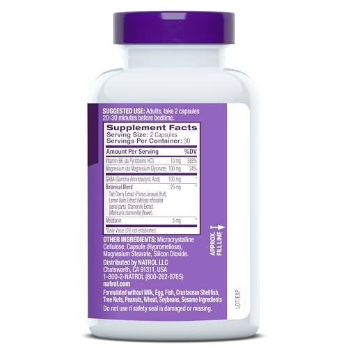 Natrol Sleep & Restore Capsules - Calm Magnesium Glycinate, Magnesium Sleep Aid with GABA, Melatonin 5mg, Botanical Blend, 30 Day Supply Natrol buy supplements canada