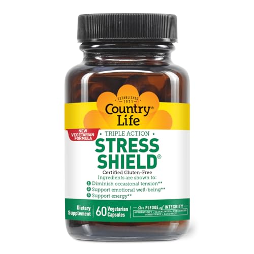 Country Life Stress Shield – Stress & Tension Relief Supplement with Ashwagandha, B-Vitamins for Energy & Emotional Well-Being, Supports Mental Clarity & Resilience, Gluten-Free, Vegan, 60 Capsules Country Life buy supplements canada