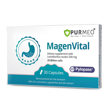 5-in-1 High Potency H. Pylori Probiotic, 1 Per Day - Supports Gastric Lining Integrity, Occasional Indigestion, Acid Comfort - Pylopass Lactobacillus Reuteri, Gluten Free, Vegan, 30ct, Made in Germany - OzHealthStandard