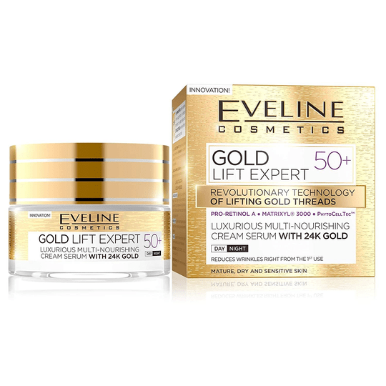 50 + Eveline Cosmetics Gold 24Karat Gold Lift Expert Cream Day & Night 50ml - OzHealthStandard