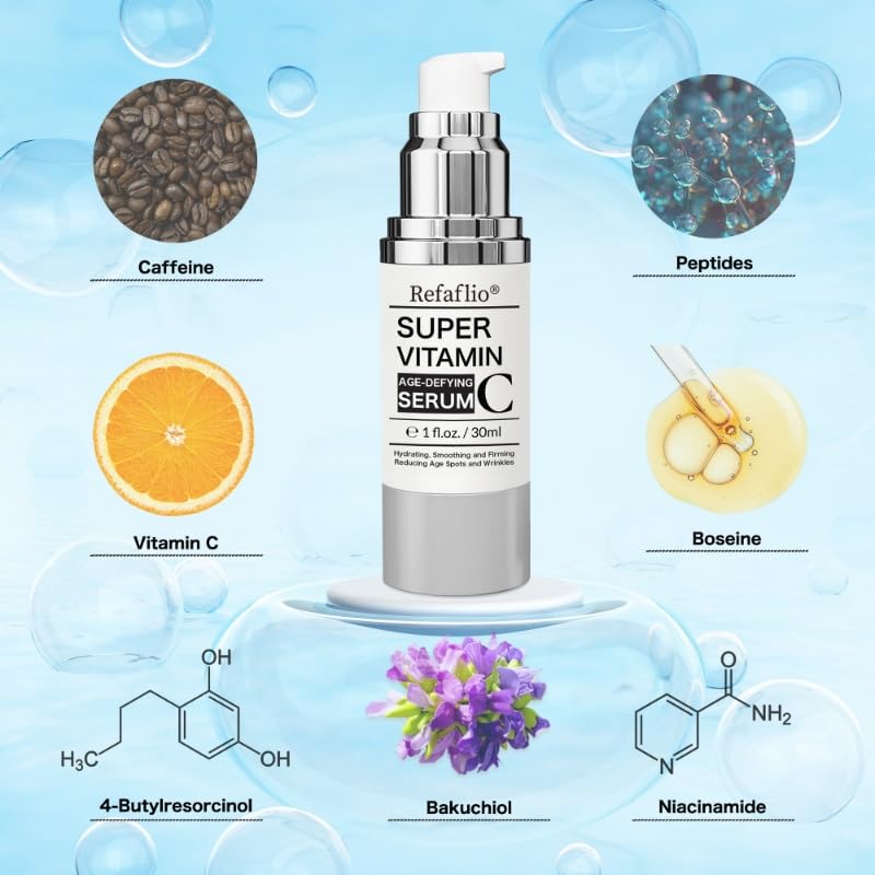 Super Vitamin C Serum for Women over 70, Rapid Anti Aging Cream, Face Lift Cream, Hydrates, Softens, Lifts and Firms, Fights Wrinkles, Advanced Super Serum C 3PCS. (90ml) Refaflio buy supplements canada