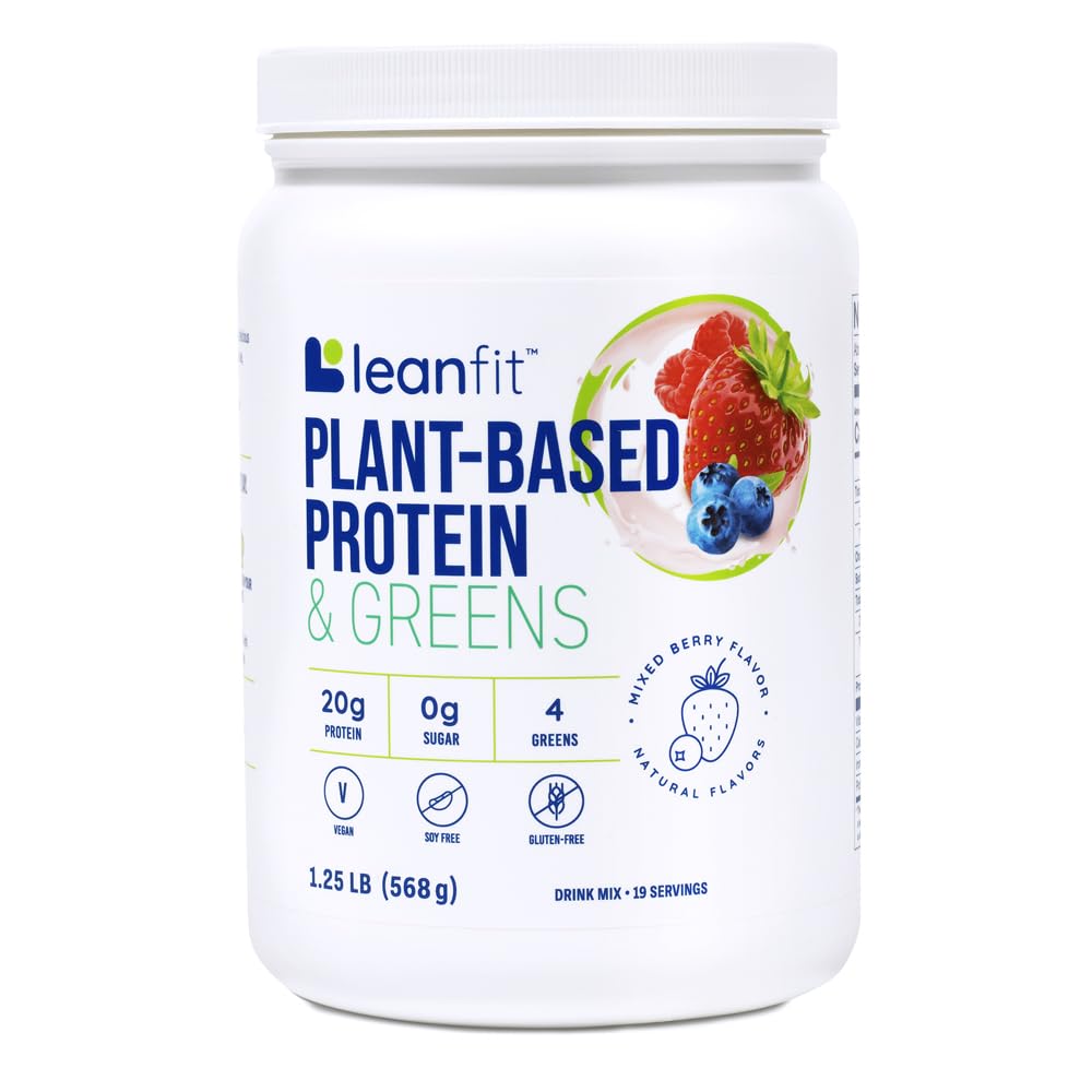 LeanFit Plant-Based Protein & Greens, Natural Berry, 20g Protein, 19 Servings, 1.25 Pound LeanFit buy supplements canada