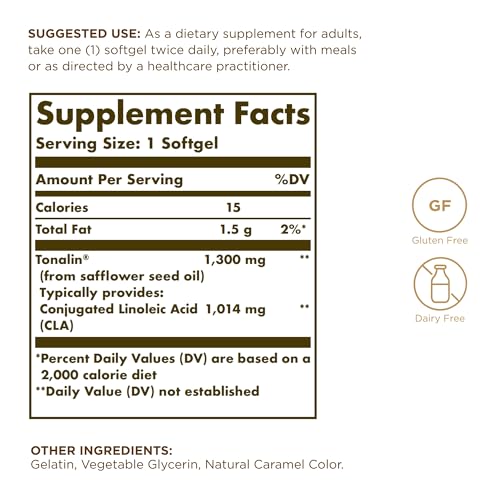 Solgar Tonalin CLA 1300 mg - 60 Softgels - Conjugated Linoleic Acid - Non-GMO, Gluten SOLGAR buy supplements canada