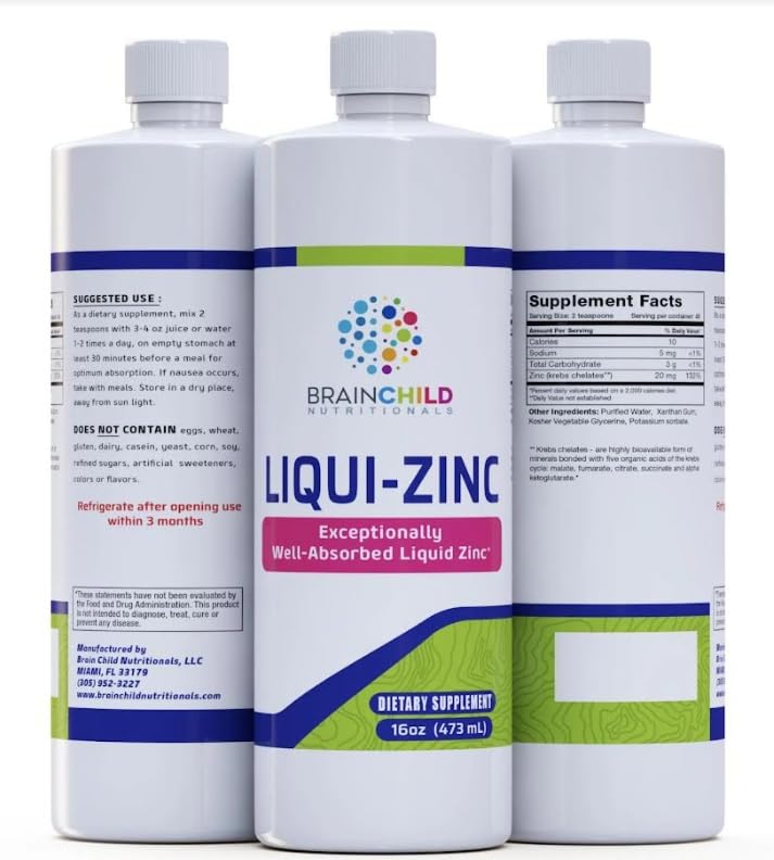 BrainChild Nutritionals LiquiZinc Liquid Formula (Unflavored 16oz) BrainChild Nutritionals buy supplements canada
