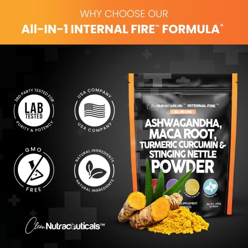 4in1 Ashwagandha Maca Root Powder Supplement with Turmeric Stinging Clean Nutraceuticals buy supplements canada