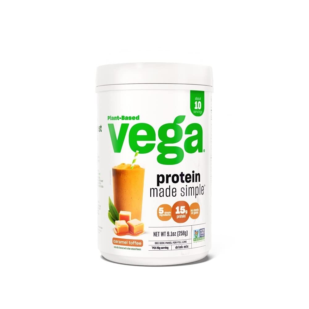 Vega Protein Made Simple, Caramel Toffee - Stevia Free Vegan Protein Powder, Plant Based Vega buy supplements canada