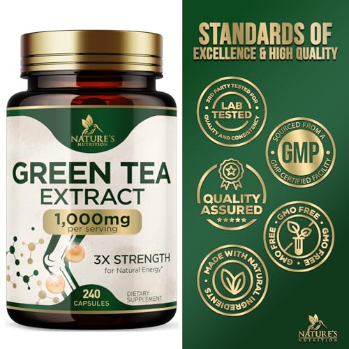 Nature's Green Tea Extract Pills 98% Standardized EGCG 1000mg - 3X Strength for Natural Nature's Nutrition buy supplements canada