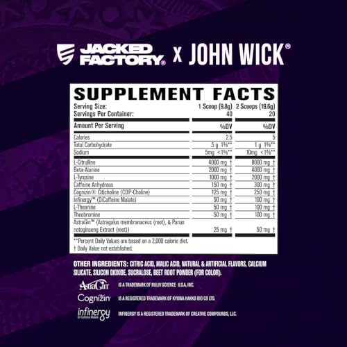 Jacked Factory X John Wick - Wick Mode Pre Workout Powder - Intense Energy, Battle-Rea Jacked Factory buy supplements canada