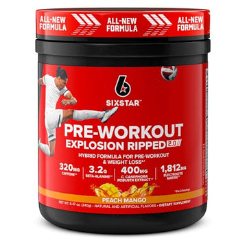 Six Star Pre-Workout Explosion Ripped 2.0 Peach Mango - Endurance Powder with Caffeine Six Star buy supplements canada