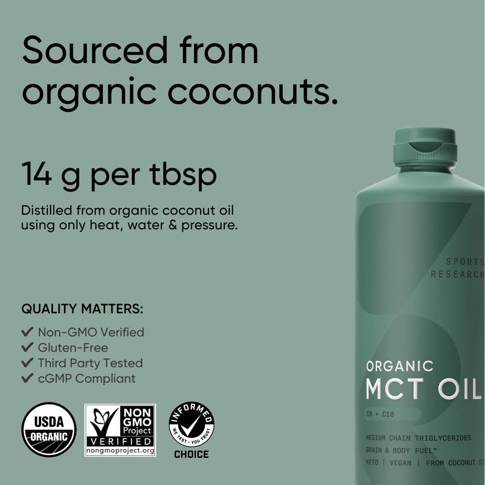 Sports Research Keto MCT Oil from Organic Coconuts - Fatty Acid Fuel for Body Sports Research buy supplements canada