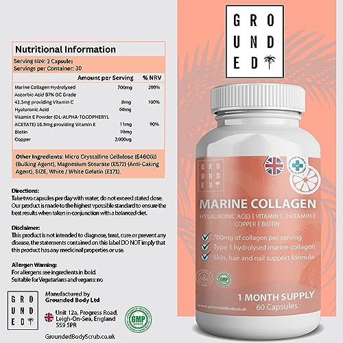 Hydrolysed Marine Collagen 700mg with Hyaluronic Acid, Vitamin C, Vitamin E, Copper & Biotin G R O U N D E D COFFEE SCRUB buy supplements canada