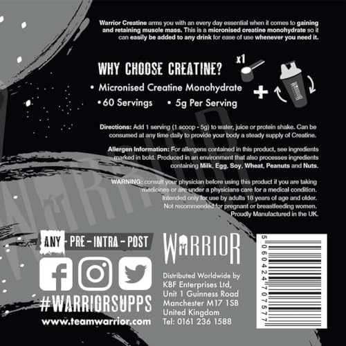 Warrior Creatine Monohydrate Powder – 300g – Micronised for Easy Mixing Warrior buy supplements canada