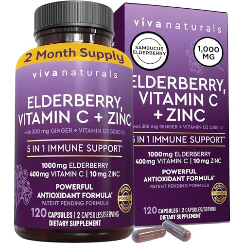 Viva Naturals Sambucus Elderberry with Vitamin C and Zinc for Adults - 5 in 1 Sambucus Viva Naturals buy supplements canada