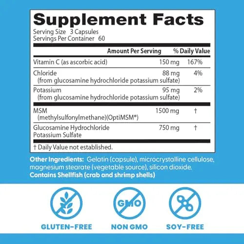 Doctors Best Synergistic Glucosamine MSM Formula, Joint Support, Non-GMO, Gluten Free, Soy Free 180 Capsules Doctor's BEST buy supplements canada