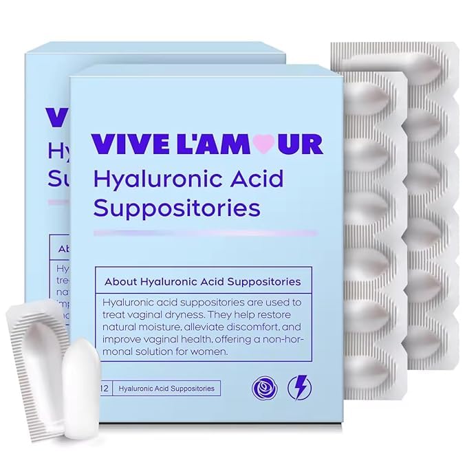 Vive L'Amour 15mg Hyaluronic Acid Vaginal Suppositories (2-Pack, 24 Count), Vaginal Moisturizer, Continuous Hydration, Relieves Vaginal Dryness, Restores Natural Softness & Elasticity, Vaginal Health Vive L'Amour buy supplements canada