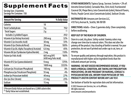 Amazon Basics Women's Multivitamin, Mixed Berry Flavor, Vegetarian & Gluten-Free, 300 Gummies Amazon Basics buy supplements canada