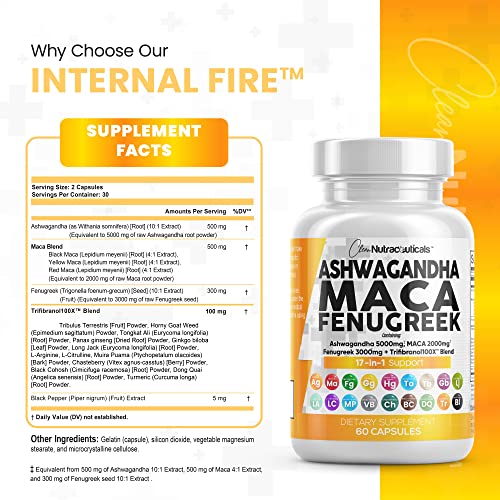 Ashwagandha 5000mg Maca Root 2000mg Fenugreek 3000mg Suppleme Clean Nutraceuticals buy supplements canada