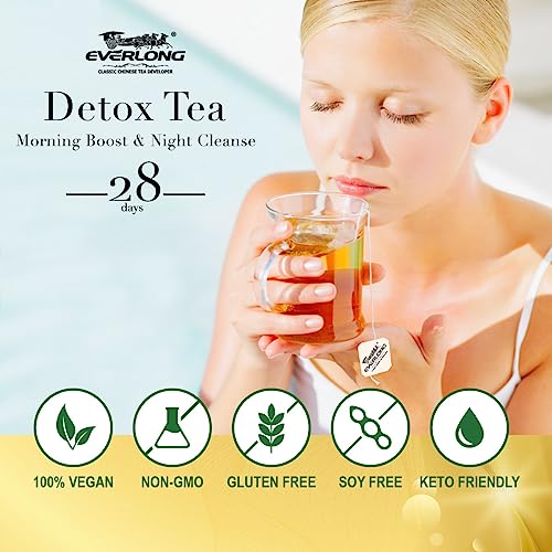 EVERLONG Detox Tea 28 Day Morning Boost Tea and Night Cleanse Tea, Burn Fat and Boost EVERLONG buy supplements canada