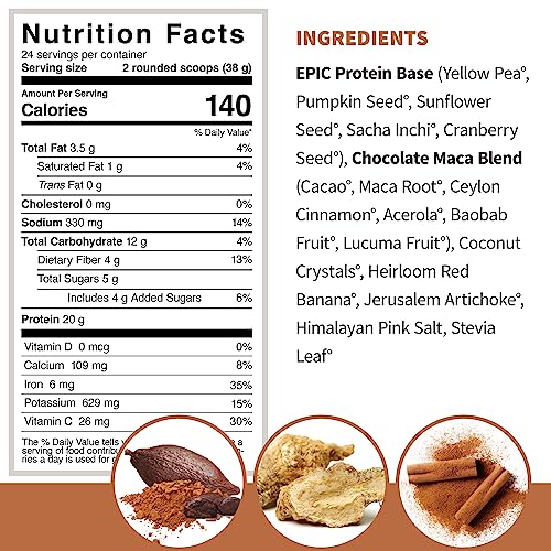 Sprout Living Epic Protein, Plant Based Protein & Superfoods Powder, Chocolate Maca Sprout Living buy supplements canada
