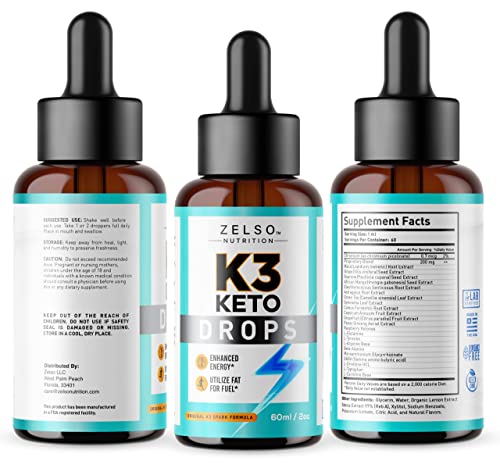 K3 Keto Drops for Weight Loss - Fat Burner & Metabolism Booster | Advanced Keto Carb ZELSO buy supplements canada