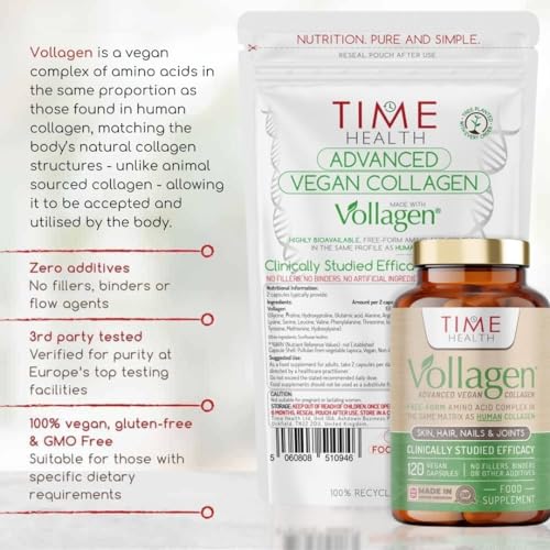 Vollagen® Advanced Vegan Collagen - 18 Amino Acid Complex in Ratio of Collagen Time Health buy supplements canada