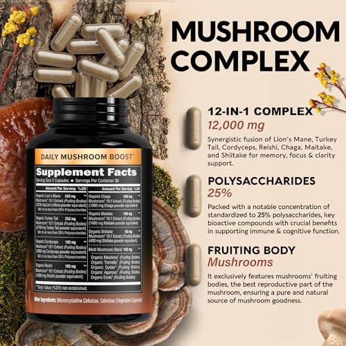 Mushroom Supplement - Organic Lion's Mane | Turkey Tail | Chaga | Cordyceps | Reishi NUTRAHARMONY buy supplements canada