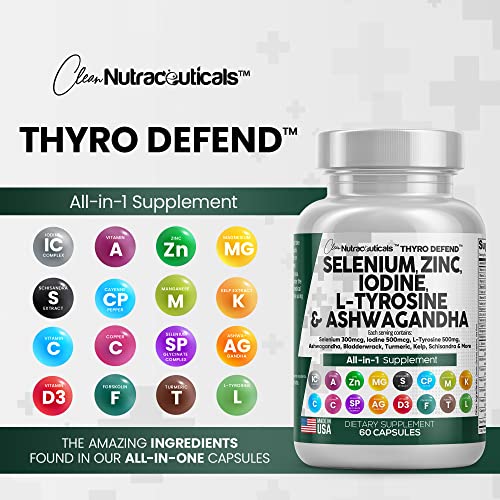 Selenium 300mcg Zinc 50mg Iodine 500mcg L Tyrosine 500mg Ashwagan Clean Nutraceuticals buy supplements canada