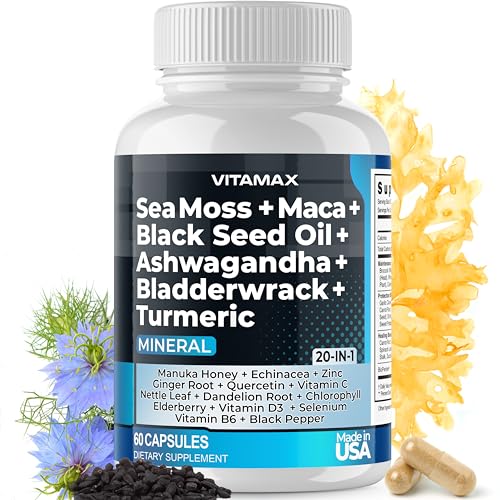 Sea Moss 3000mg Maca 1000mg Black Seed Oil 2000mg Ashwagandha 1000mg Bladderw Vitamax buy supplements canada