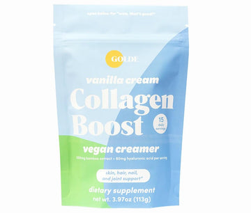 GOLDE - Collagen Boost Vegan Creamer - Vanilla Cream - Plant Based Collagen Supplement w/Hyaluronic Acid, Biotin, & Bamboo Extract - Zero Sugar - Supports Hair, Skin, & Nail Health - 15 Servings GOLDE buy supplements canada