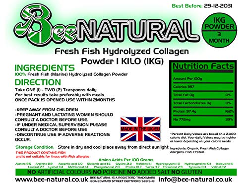 Bee-natural Marine Life (Fish) Hydrolyzed Collagen Powder 1KG Type 1 Bee-natural buy supplements canada