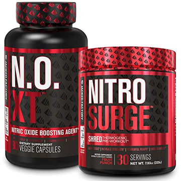 Jacked Factory Nitrosurge Shred Thermogenic Pre-Workout in Fruit Punch & N.O. XT Nitric Jacked Factory buy supplements canada