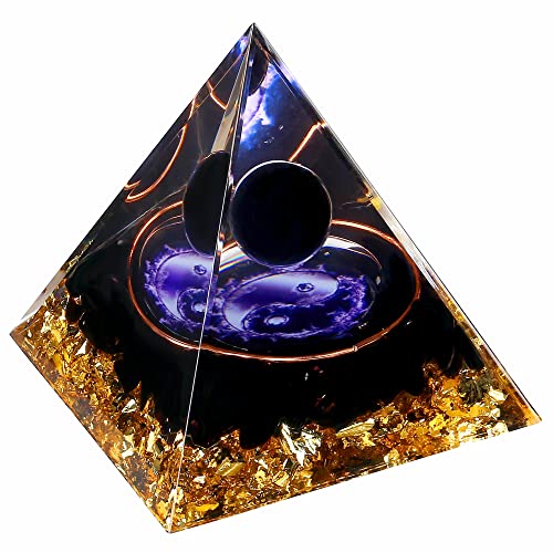 Yin Yang Healing Crystal Orgonite Pyramid - Tai Chi with Obsidian Ball - Taiji Reiki Chakra Meditation FENGSHUI-CAISHEN buy supplements canada