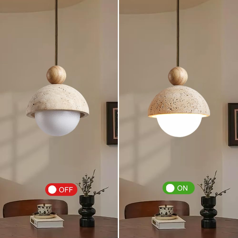 Spherical Wabi Sabi Pendant Light Natural Stone Retro Japanese Style Yellow Travertine Pendant Lighting Vintage Mini Wood Nordic Hanging Light for Kitchen Island Dining Room Bedroom Hallway Bedside OROILUPU buy supplements canada