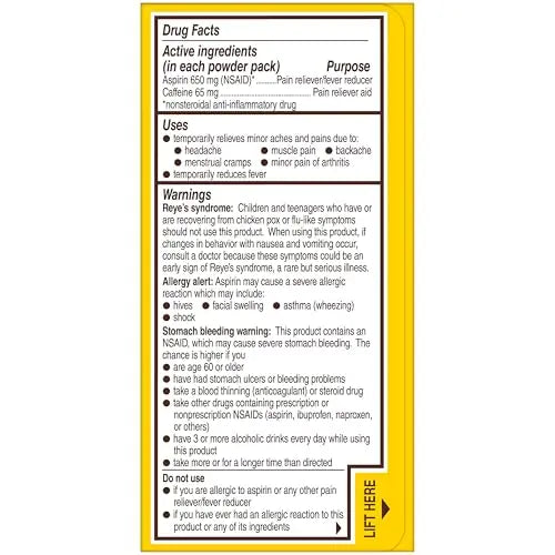 Bayer® Rapid Relief, Dissolvable Raspberry Flavor, Powder Packs with Aspirin & Caffeine, Fast Acting Headache Relief, Muscle and Body Pain Reliever, 30ct Bayer buy supplements canada