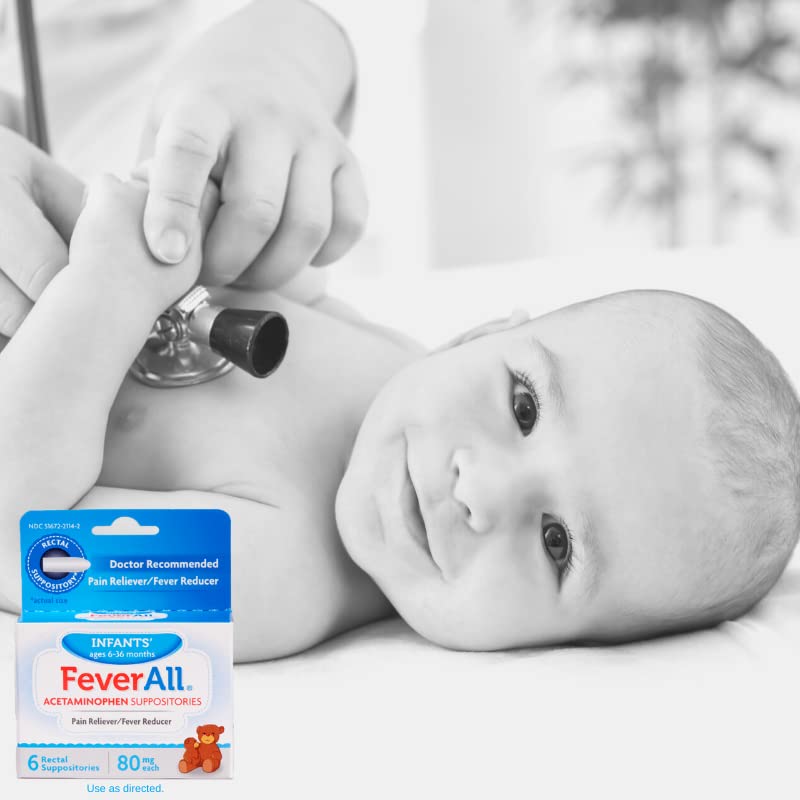 Feverall Infant Acetaminophen Suppositories 6 Rectal Suppositories 80mg Each Pain Reliever/Fever Reducer. Paraben Free, No Artificial Colors or Other preservatives. Ages 6-36 Months (Pack of 2) Feverall buy supplements canada