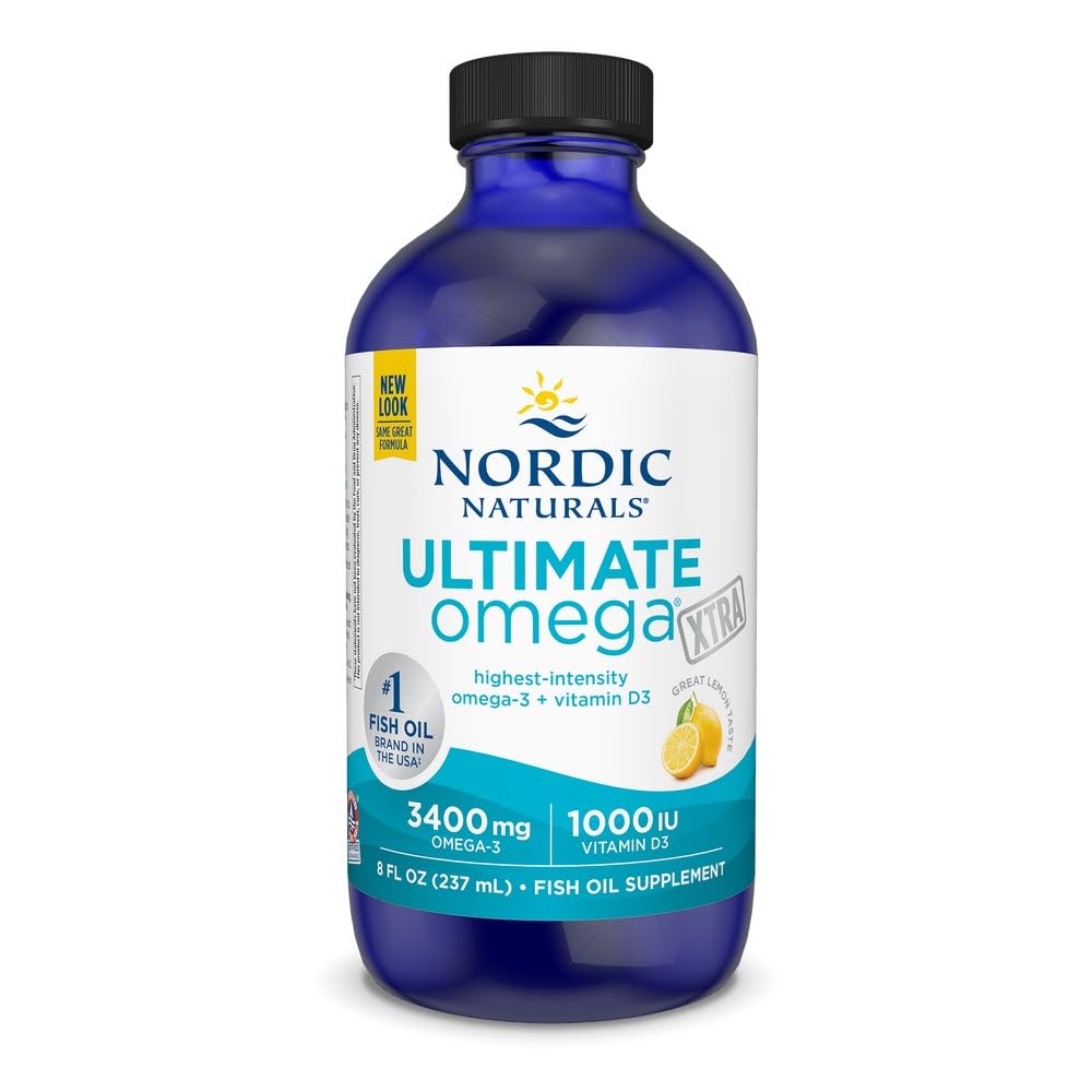 Nordic Naturals Ultimate Omega Xtra Liquid, Lemon Flavor - 8 oz - 3400 mg Omega-3 + 1000 IU Vitamin D3 - EPA & DHA - Brain, Heart, Joint, & Immune Health - Non-GMO - 48 Servings Nordic Naturals buy supplements canada