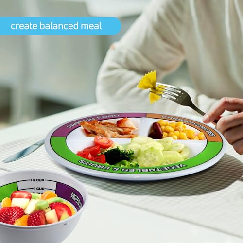 Portion Control Bariatric Plates and Bowls Set of 2 (4pcs Total) - Self-Measuring Plates HeroFiber buy supplements canada