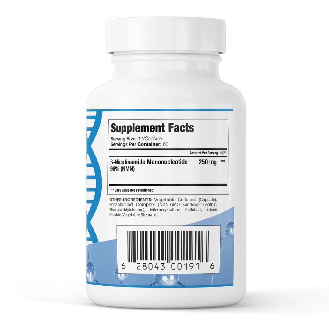 GenuinePurity - 250mg Liposomal NMN Supplement - 60 Vegan Capsules to Support NAD+ Production, Cellular Energy & Healthy Aging - Nicotinamide Mononucleotide for Metabolic Wellness & Immune Support GenuinePurity buy supplements canada