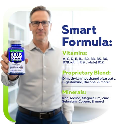 Focus Factor Adults Extra Strength, 120 Count - Brain Supplement for Memory, Concentration and Focus - Complete Multivitamin with DMAE Focus Factor buy supplements canada